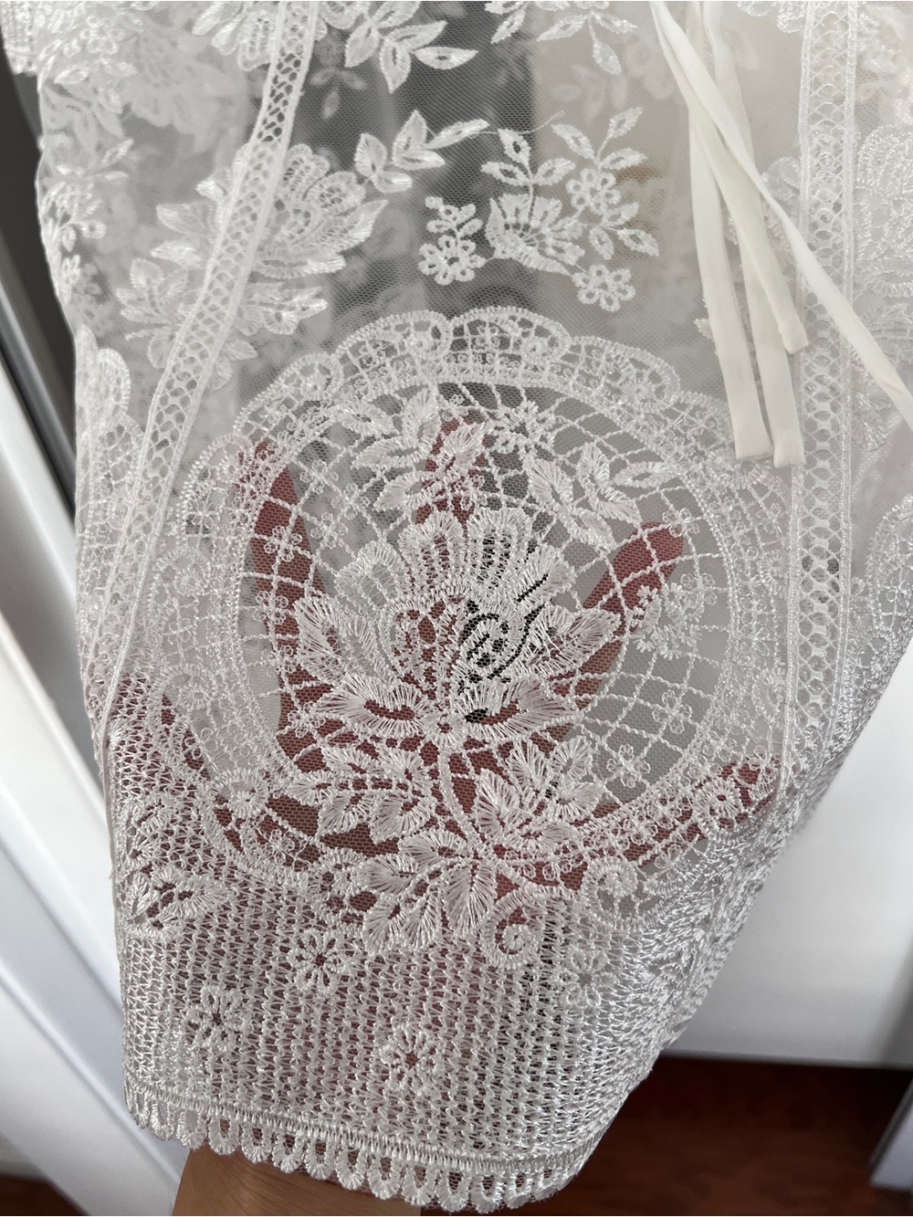 Reiss Ivory Demi Sheer Lace Tie-Neck Blouse, 2 4 6 8 - Picture 11 of 12